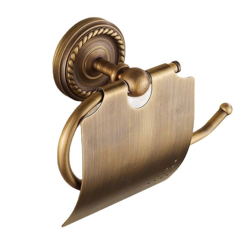 Paper Holders Antique Brass Toilet Roll Tissue hangers shelves Bath Rack Wall Mounted Bathroom Accessories Black