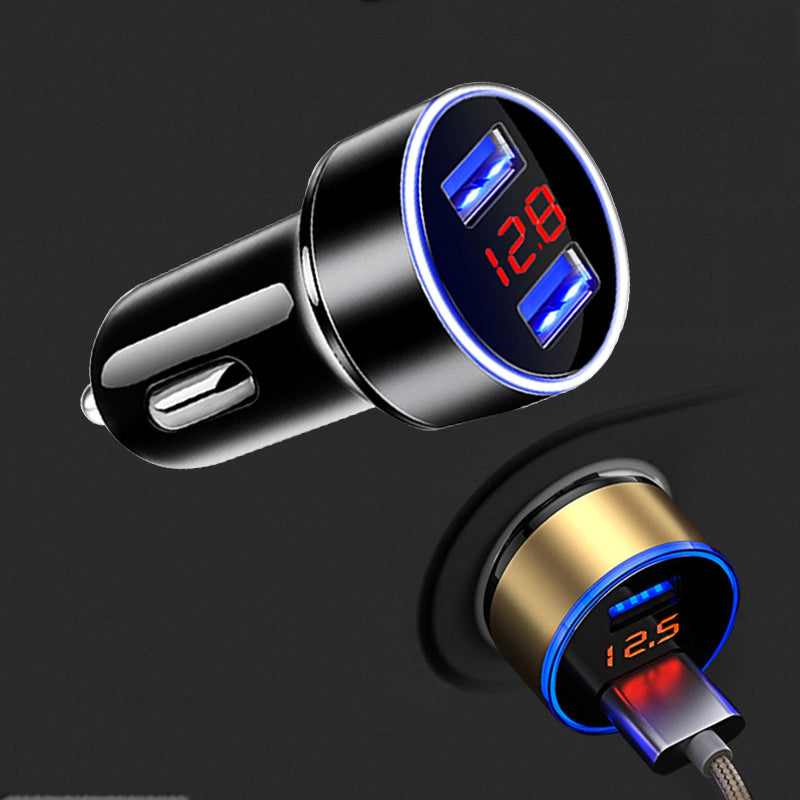 Cell Phone Chargers Car Charger For Cigarette Lighter Smart Phone USB Adapter Mobile Phone Charger Dual USB Digital Display Voltmeter Fast C
