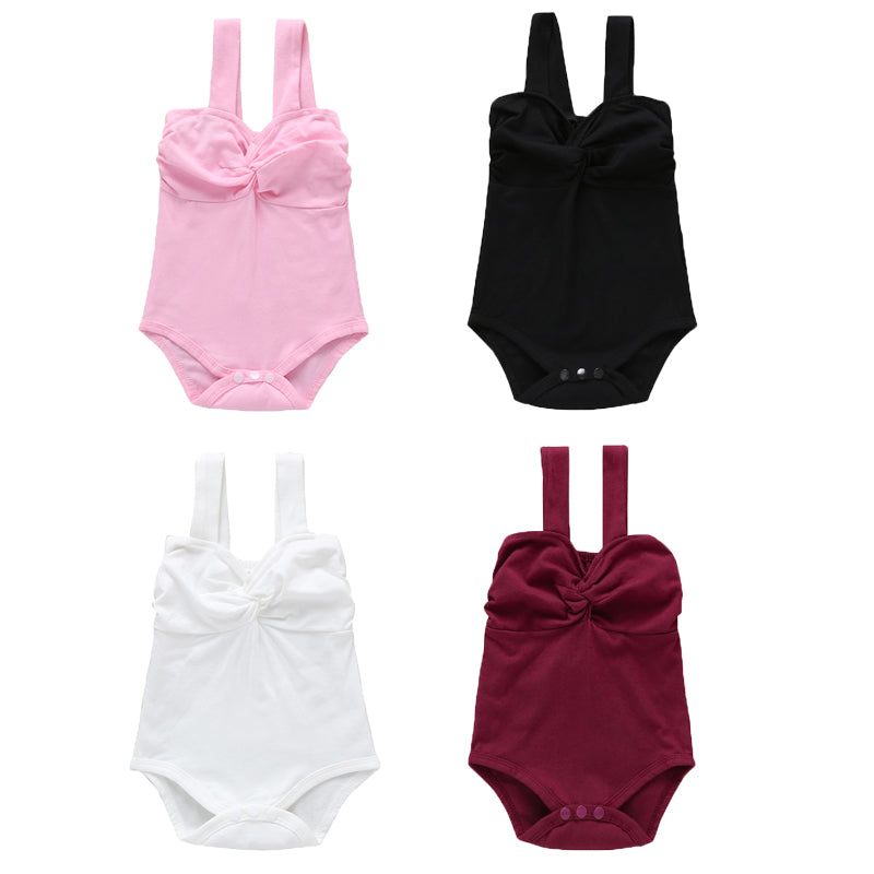 4 Colors Infant Baby Girls Kids Bodysuits Bowknot Sleeveless Solid Cotton Jumpsuits Summer Clothes Outfits