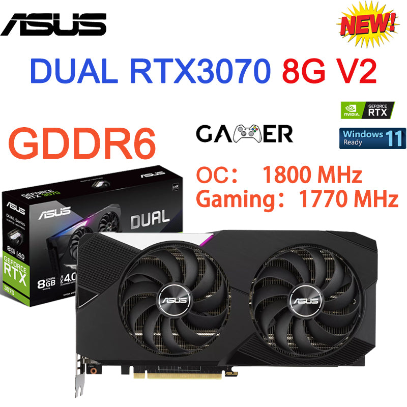 ASUS Placa De Vdeo ATS RTX3070 O8G GAMING DUAL RTX 3070 8G V2 TUF-RTX3070-O8G-V2-GAMING ROG STRIX Video Cards GDDR6 LHR New