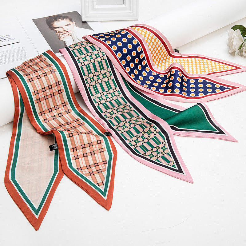 Scarves & Wraps Korean Spring and Autumn Summer Elegant Versatile Thin Narrow Small Scarf Net Red Ocean Style Long Square for W