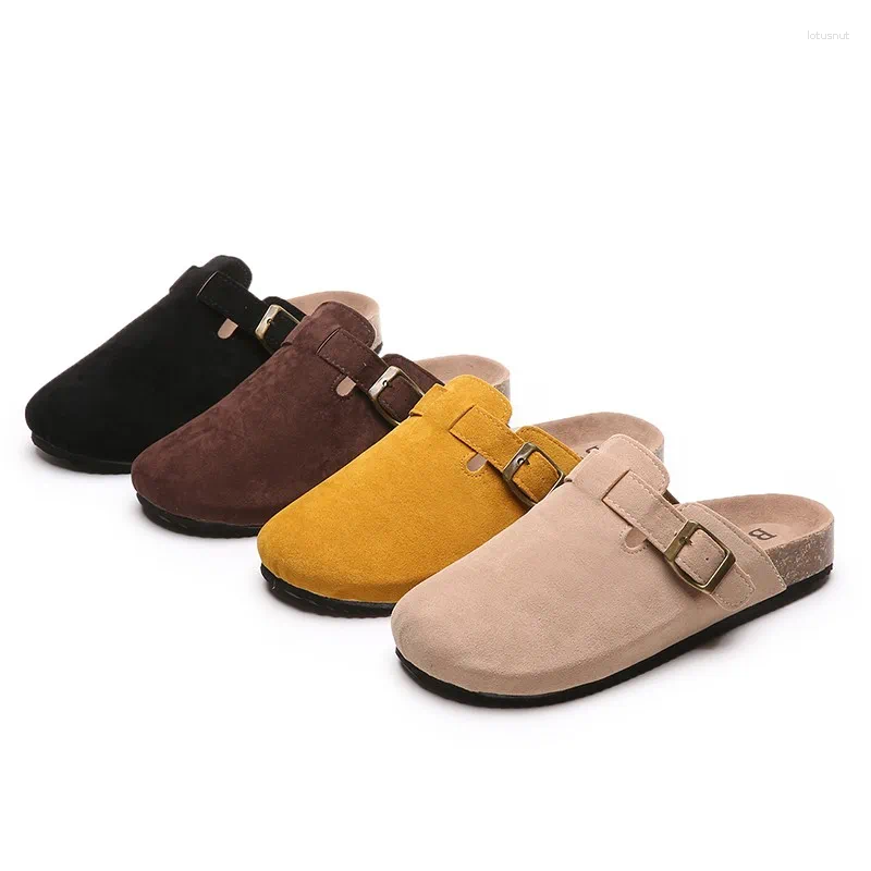 Slippers designer Spring Fashion Women&#039;s Suede Mules Men Cork Insole Sandals With Arch Support Outdoor Beach Slides Home Shoes