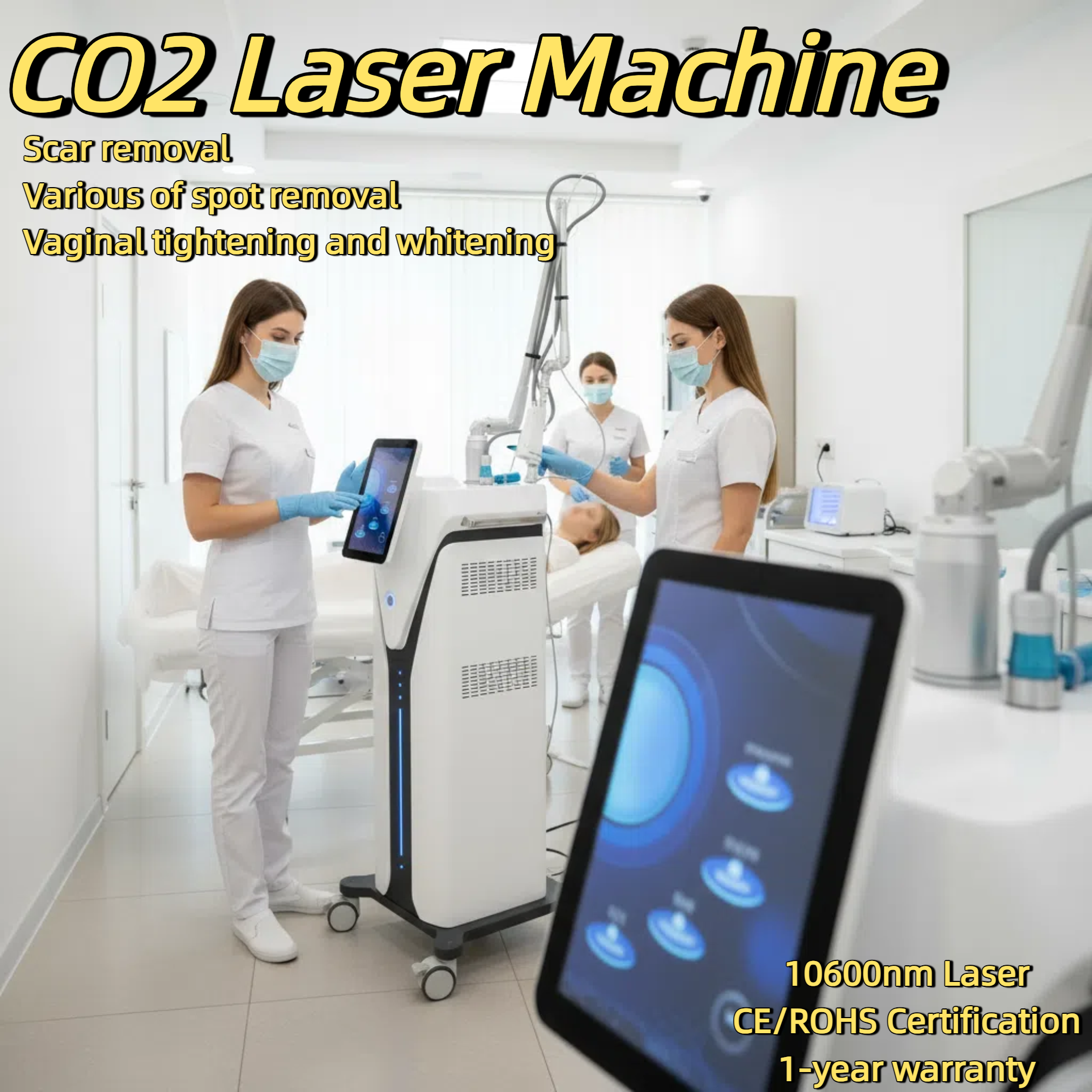 CO2 Fractional Laser 10600nm Acne Treatment Whitening Wrinkle Removal Vaginal Tighten Skin Care Rejuvenation Painless Scar Remove Skin Tightening De