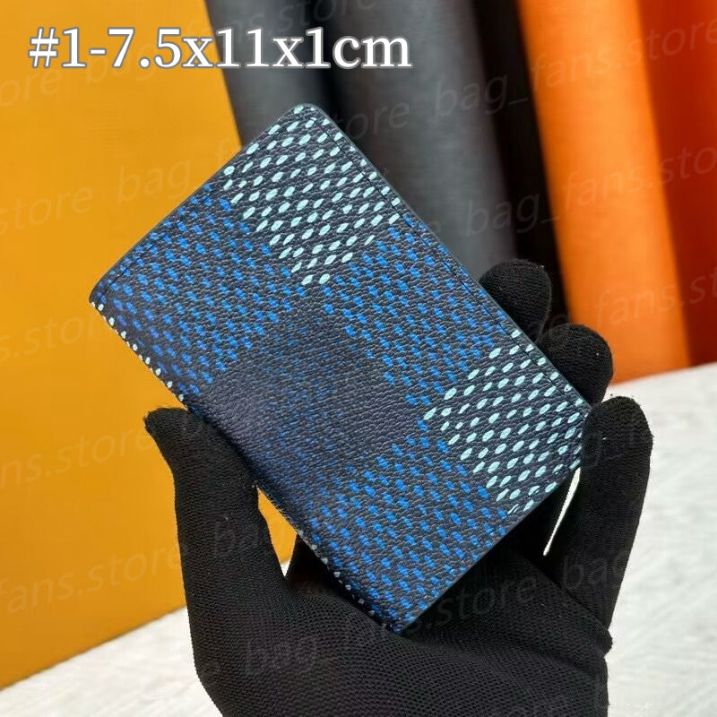Fashion Designer Card Holders for Women Men (plz choose color according to the pic) Chessboard Grid Patern Mini Purses Small Wallets with Box 27635