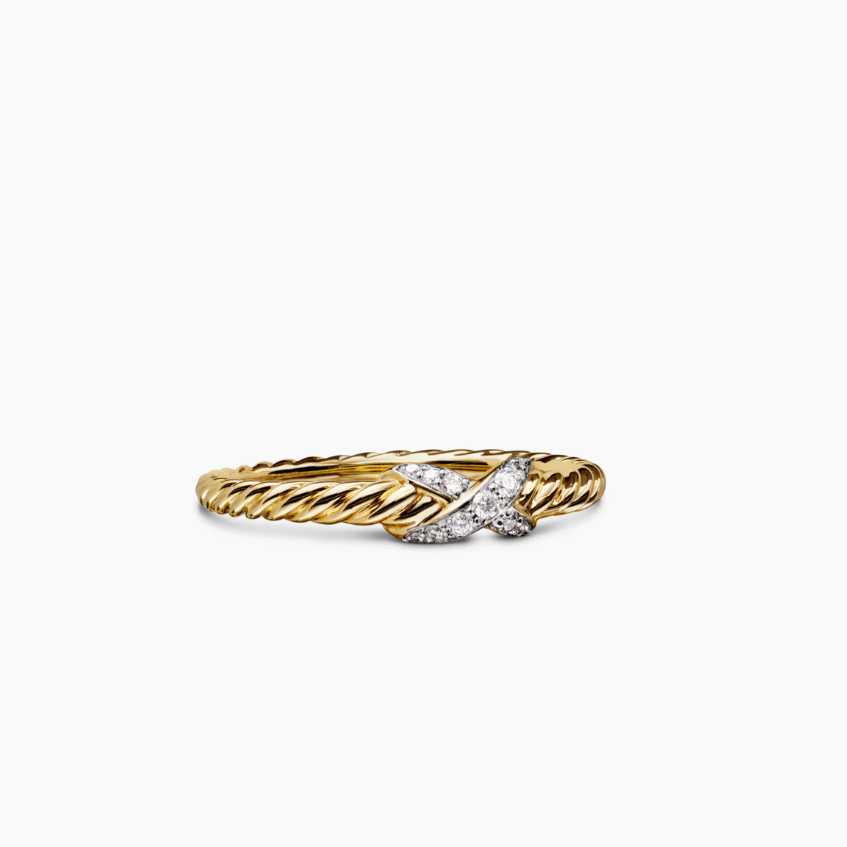 New 2.2mm golden diamond X-cross single loop ring is of high quality, fashionable and classic, suitable for daily wear
