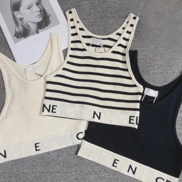 lowe Designer&#039;s vest Womens Designer Tank Tops Striped U-Shaped Knitted Striped Vest Tanks Camis Luxury T-Shirts Sleeveless Letters Printed Ves