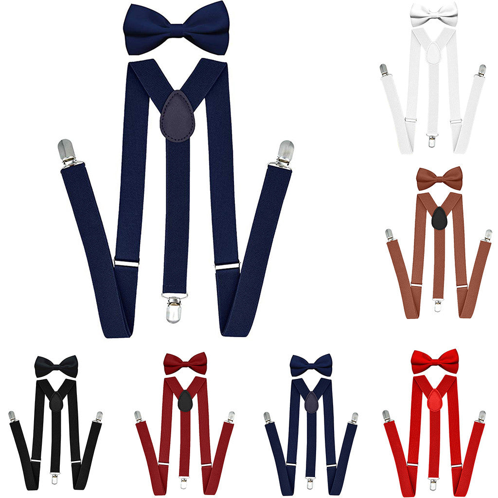 Suspenders Men Bow Tie Elastic Adjustable Fashion Brace Strap With Bowtie Set For Elegant Boys Women Adults Mens Harness