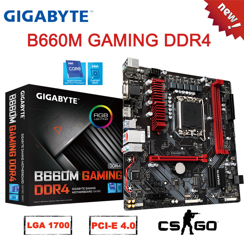 GIGABYTE B660M GAMING DDR4 Wifi Motherboard Intel B660 D4 64GB LGA 1700 PCI-E 4.0 M.2 Micro ATX Mainboard Support BIOS Update