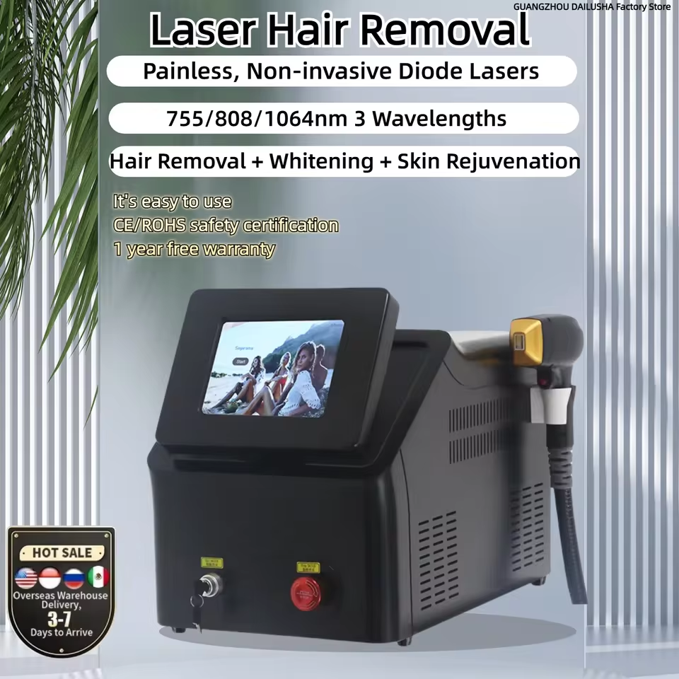 High Power Ice Cooling Device Diode Laser Epilator Wavelength Painless 808 755 1064NM Hair Removal Machine