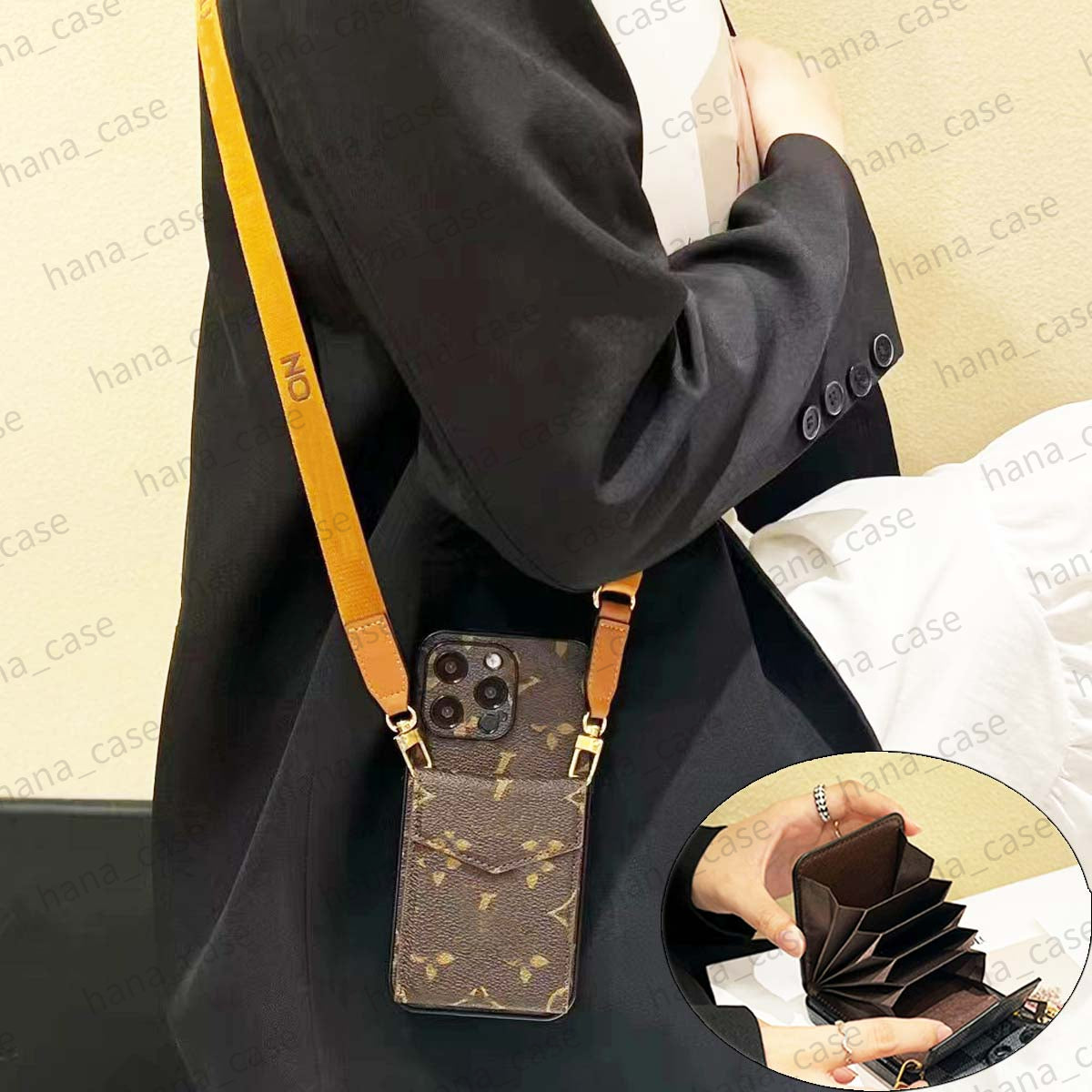 for iPhone 16 Pro Max Case Cross Body Rope, Phone Case Designer with Card Holders Armband With Strap Cover 17 16 15 14 Plus 13 12 11 Excellent Grip