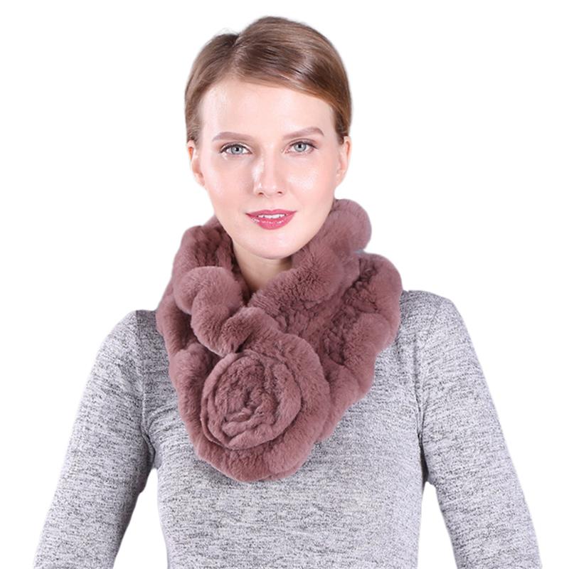 flounce scarves quality rabbit hair scarf real fur neckerchief lady warm muffler woven short fashion rose