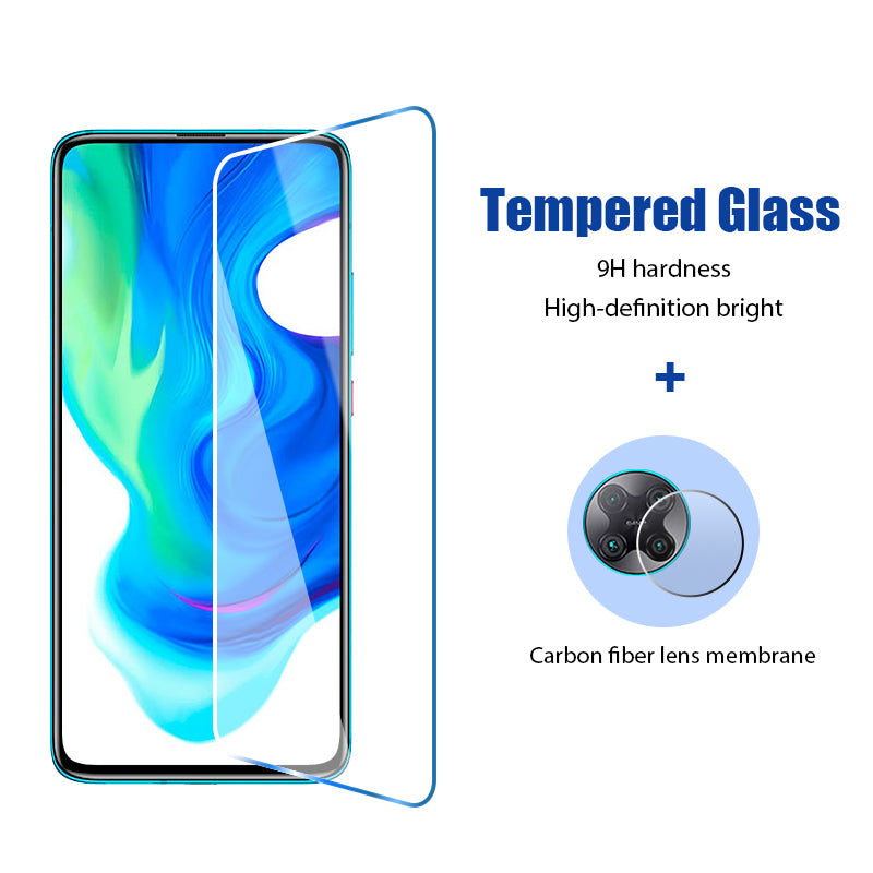 Cell Phone Screen Protectors 2in1 Glass For xiaomi Poco F3 Screen Protector for Xiaomi Poco F2 Pro X3 NFC Camera Lens Film Little