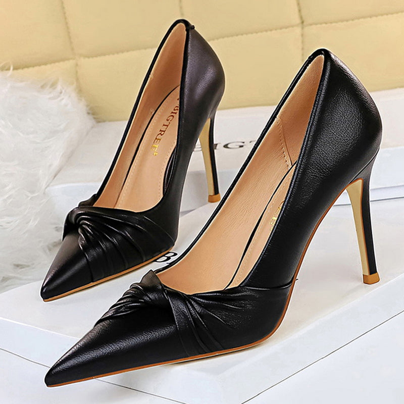 2021 Shoes Spring Woman Pumps Pu Leather Shoes Women Heels Stiletto Fashion Office Shoes High Heels Ladies Plus Size 1