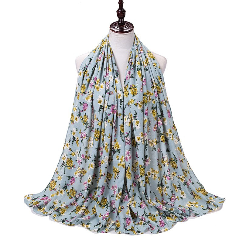 2020 New Chiffon Scarf Flower Print Muslim Shawls 175*72cm Spring Headband Wrap Hijabs Scarves Wholesale
