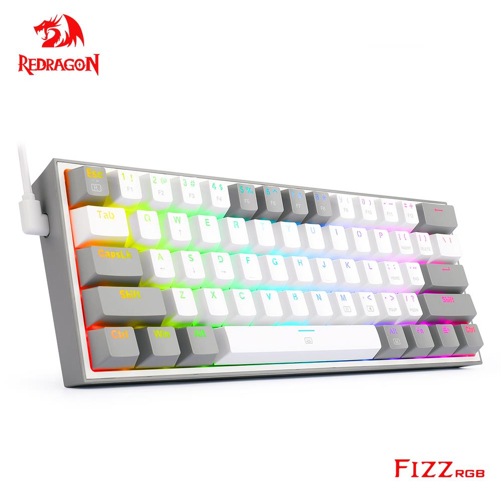 REDRAGON Fizz K617 RGB USB Mini Mechanical Gaming Keyboard Red Switch 61 Keys Wired detachable cableportable for travelhello