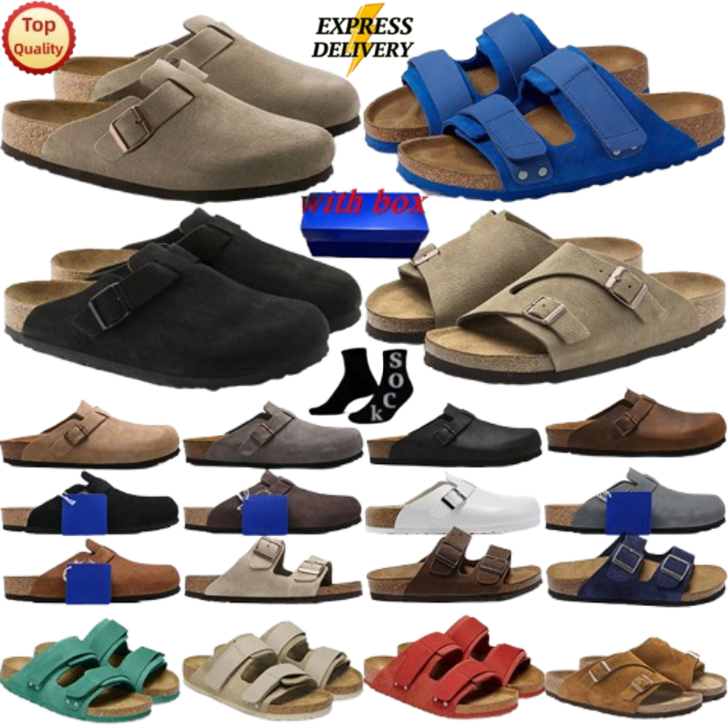 With Box Designer Clogs Sandals Clog Slippers Cork Flat High Quality Fashion Summer Genuine Leather Slide Favourite Beach Casual Shoes Women Men