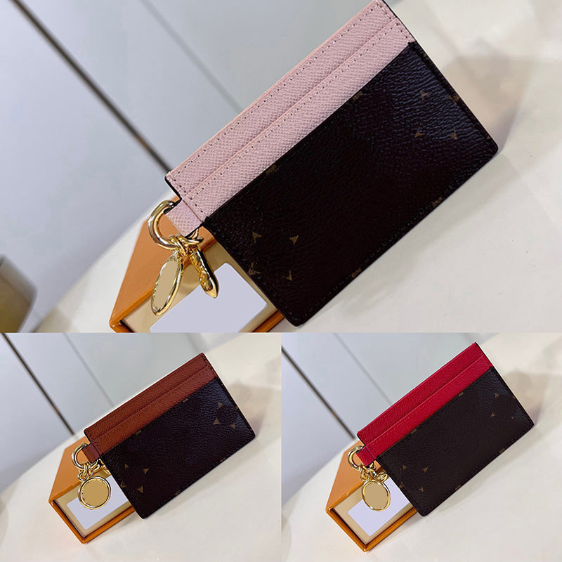 Luxury Card Holder For Woman Men Designers Purses Leather Cardholder With Blossom Pendants Mini Credit Cards Holders Designer Wallets Handheld Card