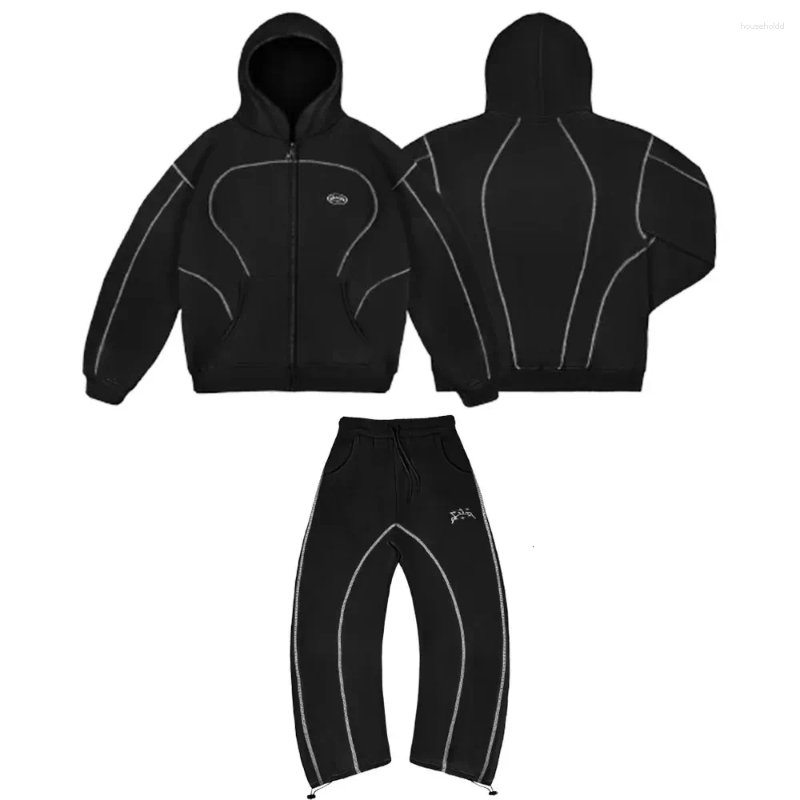 Men&#039;s Tracksuits American Diving Hoodie Twopiece Sweatshirt Mens Hiphop Letter Striped Oversized Casual Pants Set 250317