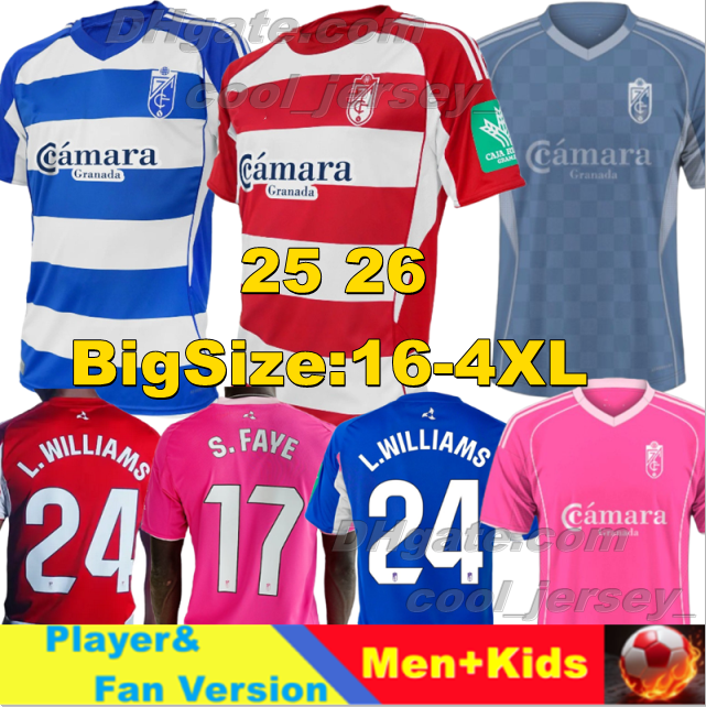 25 26 Granada CF Soccer Jerseys L.WILLIAMS STOICHKOV BOYE M.TRIGUEROS 2025 2026 WEISSMAN HONGLA INSUA RUIZ LAMA RODELAS Men Uniforms Retro 1997 2005