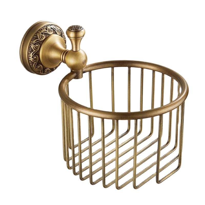 Paper Holders Antique Brass Toilet Roll Tissue Basket Shampoo Storage Bathroom Accessories