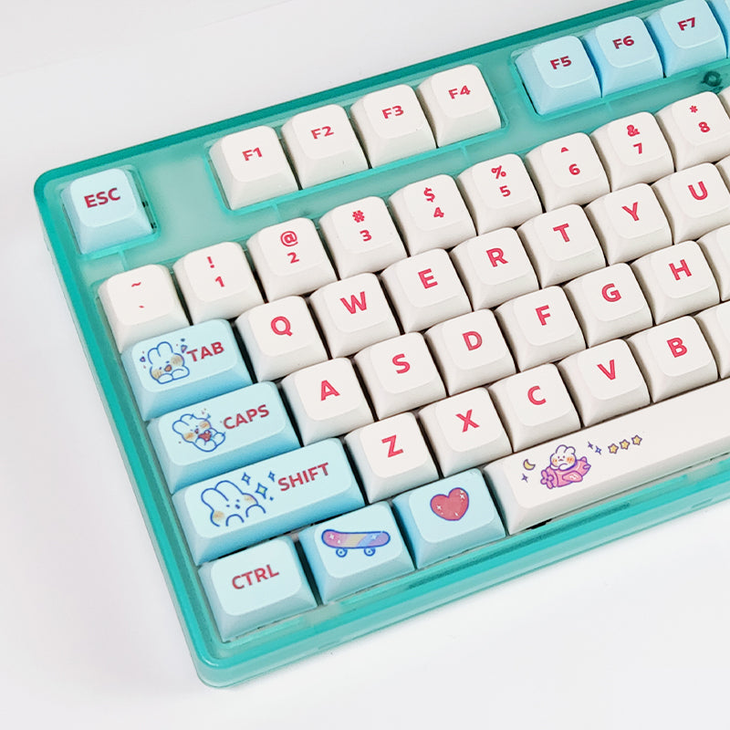 Steam Rabbit Cute Key Cap DIY Custom PBT SYE-SUB XDA Profile Keycap for MX Switches Mechanical Keyboard Gaming 129 Key Cap