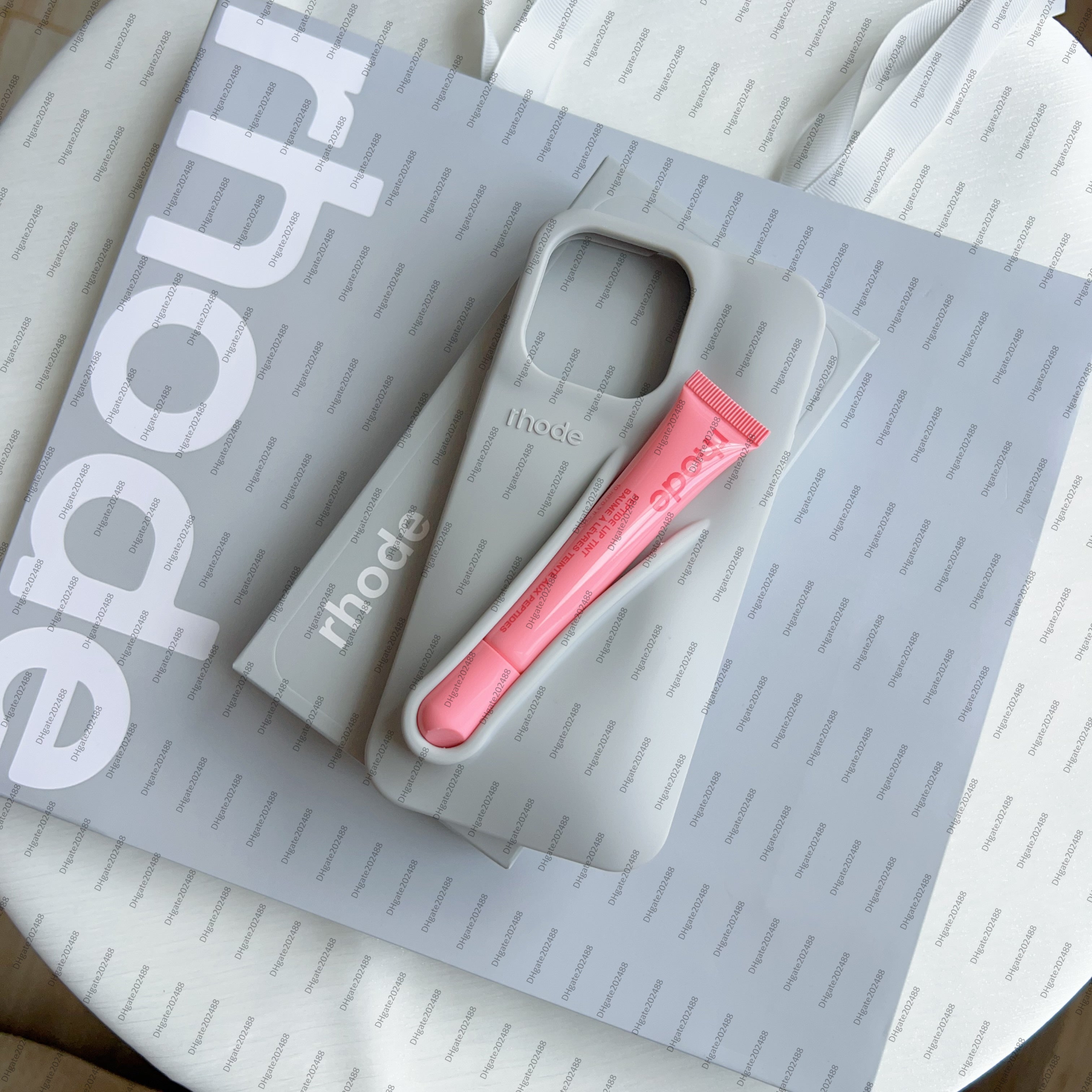 rhode phone case Carrying a handbag Lipstick Portable Case Design Lip Gloss Lipstick Lip Balm 3D Make-Up Silicone Phone Case for iPhone 15 16 Holder