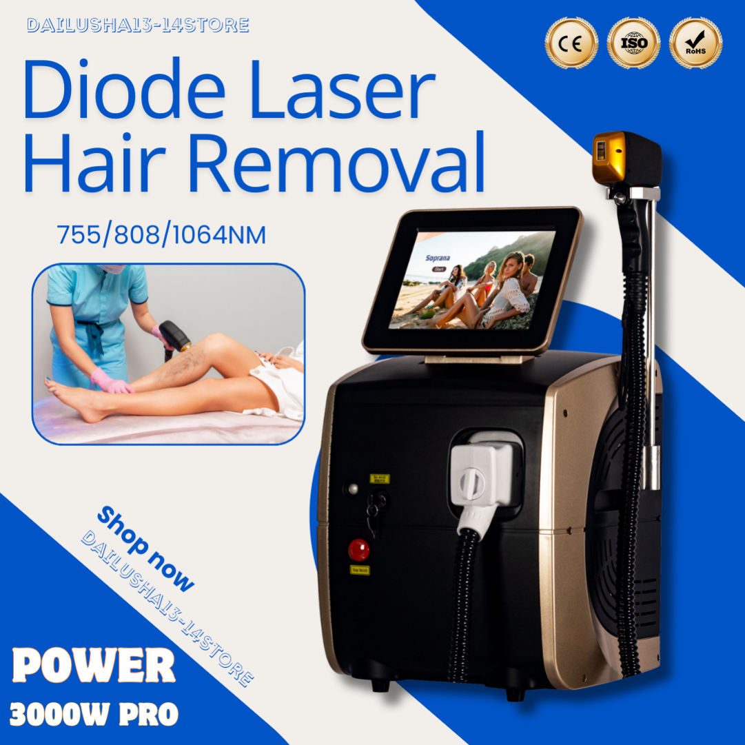 Professional Ice Titanium Laser Epilator 3 Wavelengths Diode Laser remove hair Machine Permanent Hair Removal Machine
