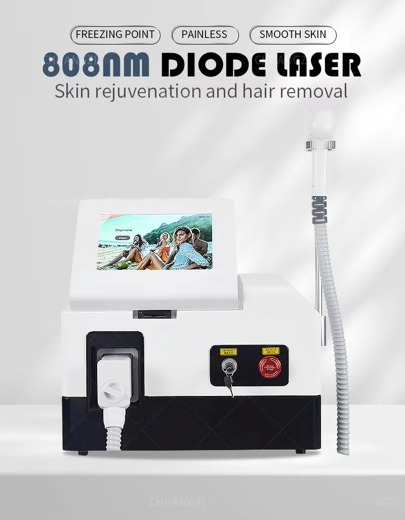 808nm+1064nm+755nm three wavelength latest diode laser hair removal equipment - painless and permanent power