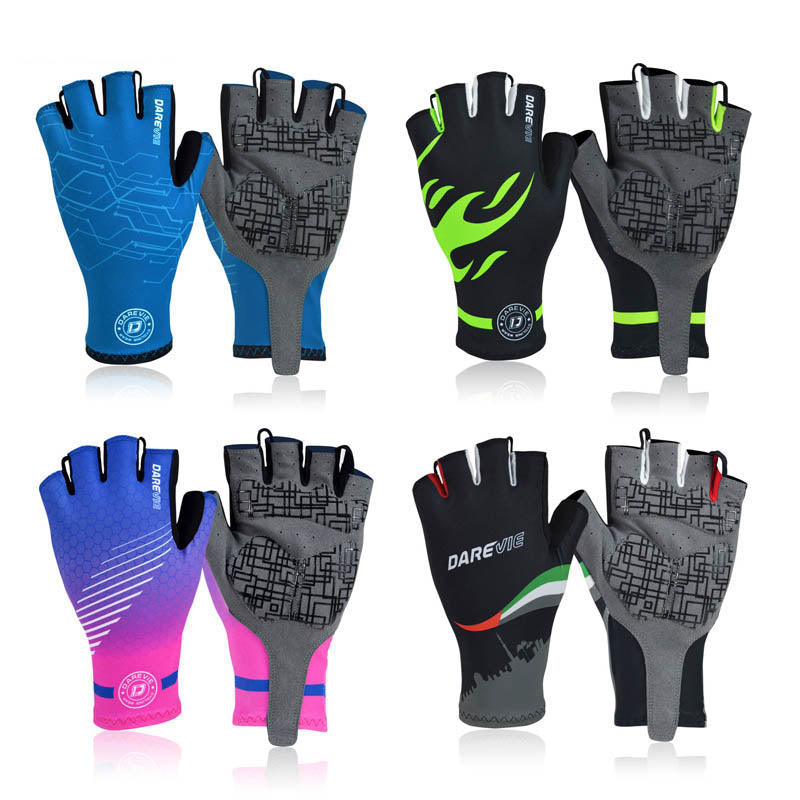 Half Finger Cycling Gloves Gel Pad Shockproof Cycling Gloves Breathable Bike Gloves No Velcro Biking Road