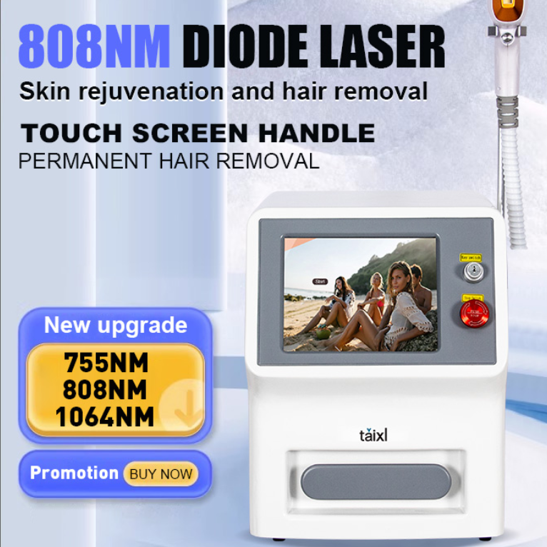 Diode Laser Hair Removal System Triple Wavelength 755NM 808NM 1064NM Permanent Painless Face Body Hair Removal Device