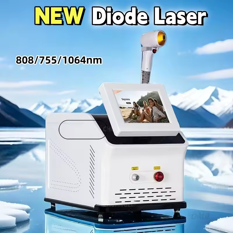 808NM Diode Laser For Skin Regeneration And Hair Removal Smooth Skin Pain Free Cryogenic Point Hair Removal 808 755 1064NM