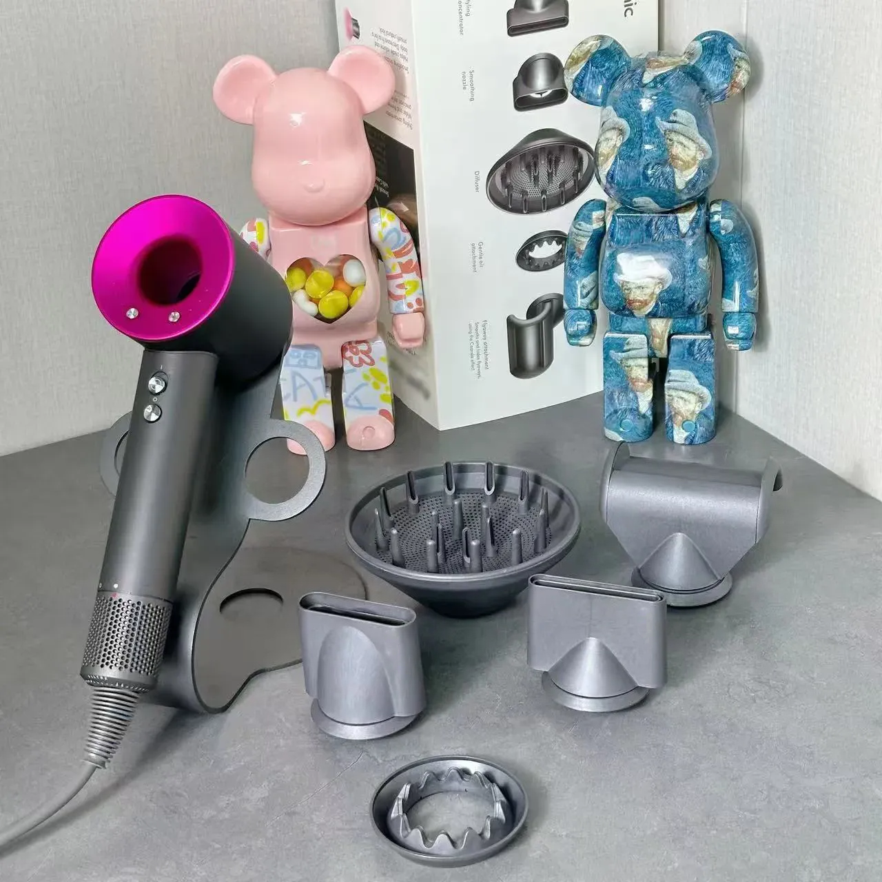 Hair dryer 5 in 1 rotating connected nozzles Salon design Negative Ion Motor Hair Constant Temperature Dryer