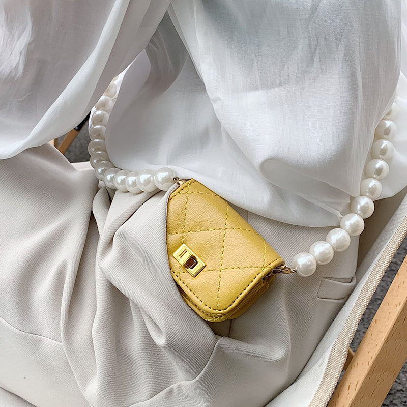 Pearl Beaded Mini PU Leather Crossbody Shoulder Bags For Women 2021 Summer Luxury Trendy ed Female Handbag Lipstick Purses A3T38