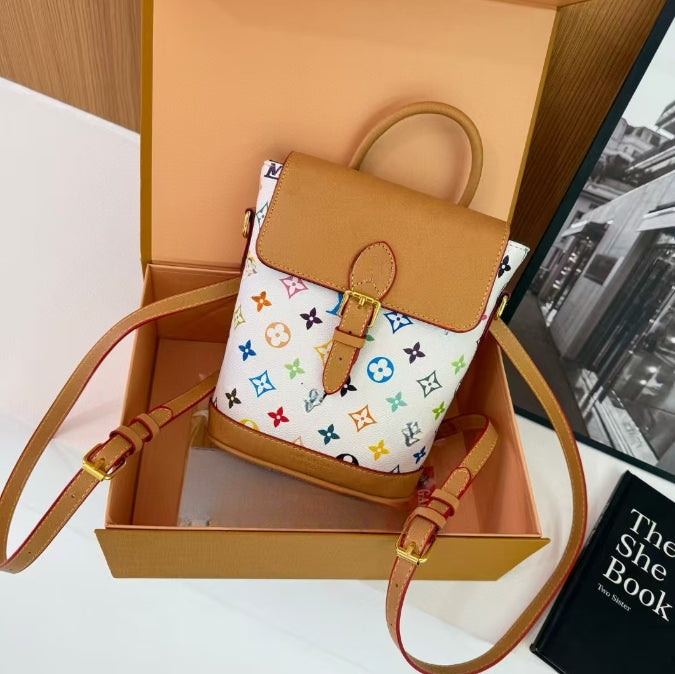 Luxury Women Purses Backpacks Handbags Designers School Bags String Back Packs Classic Student Bucket Bag Printed Embossed Flowers with Letter Tag