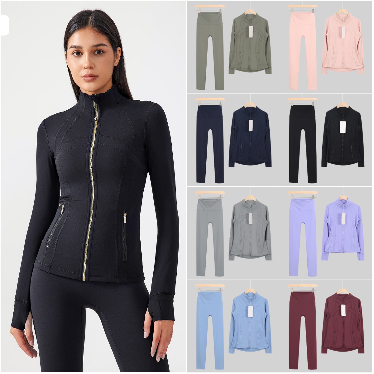 yoga set High Elastic Breathable leggings for women designer set yoga gym sets workout sets 2 piece set sweatshirt cropped jacket pilates set