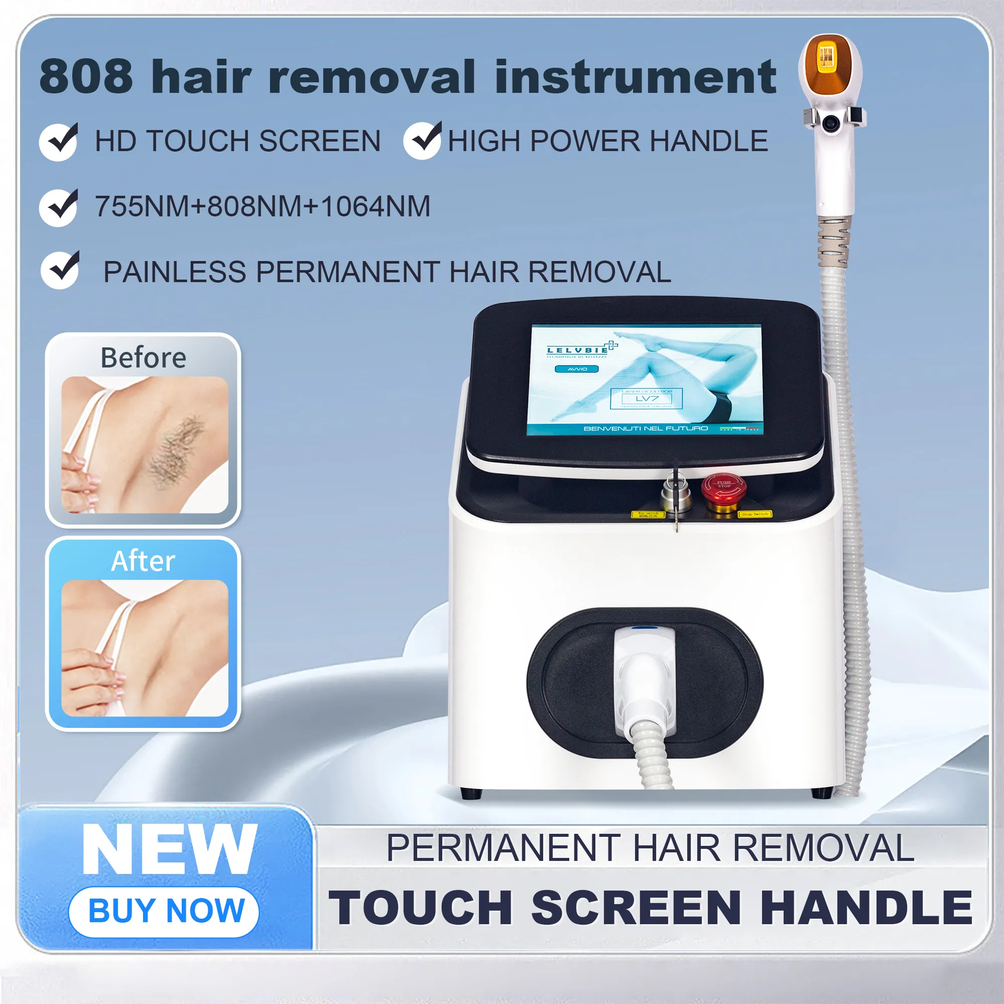 Latest model Professional 808nm Diode Laser Hair Removal Machine with Triple Wavelengths for Painless Permanent Results