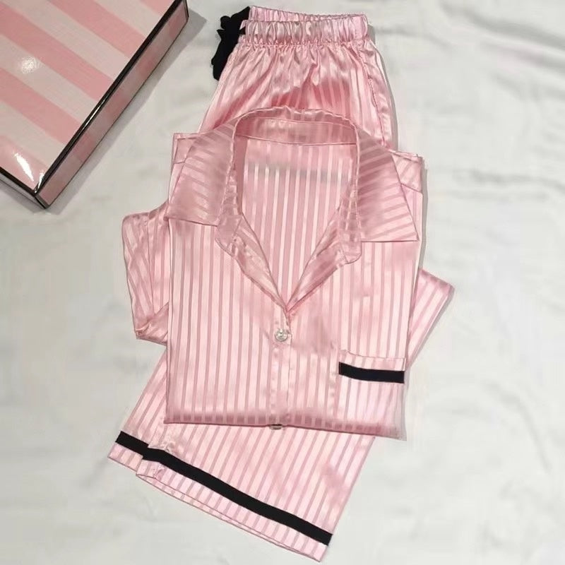 Secret Pajamas for Women Long-sleeve Satin Silk Sleepwear Ladies Luxury Pyjamas Home Wear Loose Loungewear MJ981