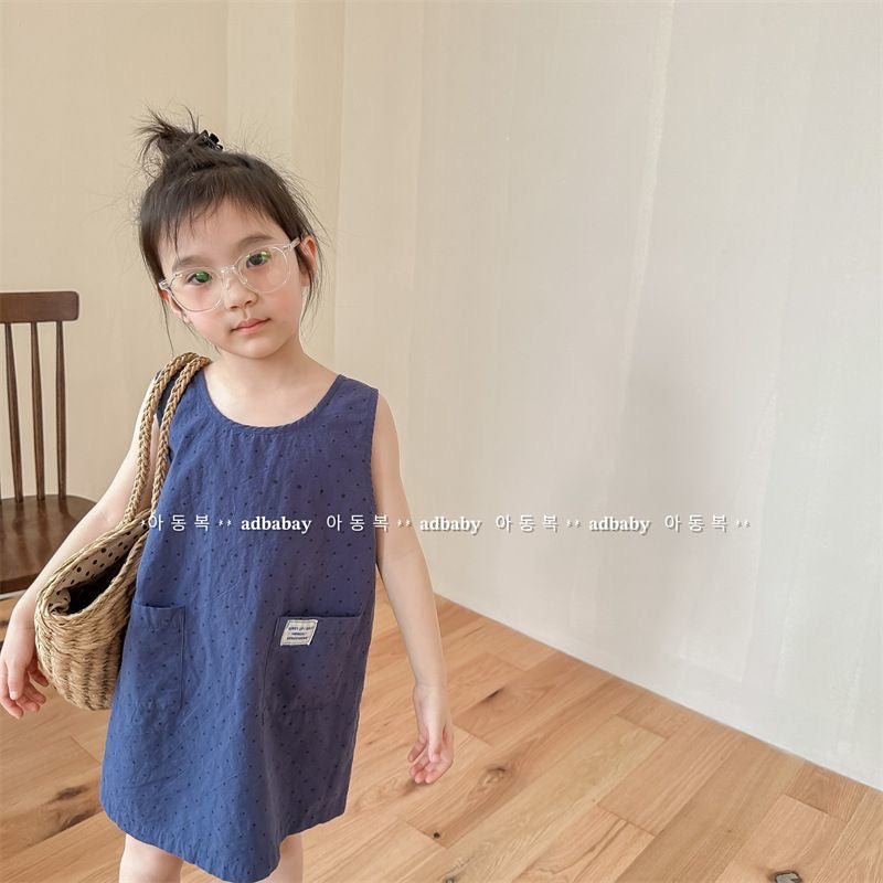D189 Korean children&#039;s clothing summer 2025 new vest skirt girls summer children&#039;s dress baby skirt dopamine simple