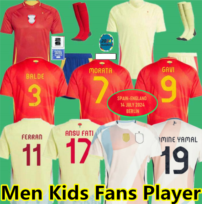 2024 Spain soccer jerseys 24 25 26 PEDRI Espana MORATA FERRAN KOKE GAVI LAMINE YAMAL fans Player football shirts LLORENTE ANSU FATI CARVAJAL OLMO me