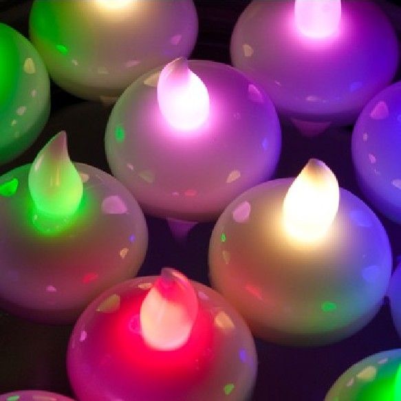 SXI 12pcs-lot led tea lights waterproof water touch colour changing slowly flash floating candle for fish bowl pool craft vase