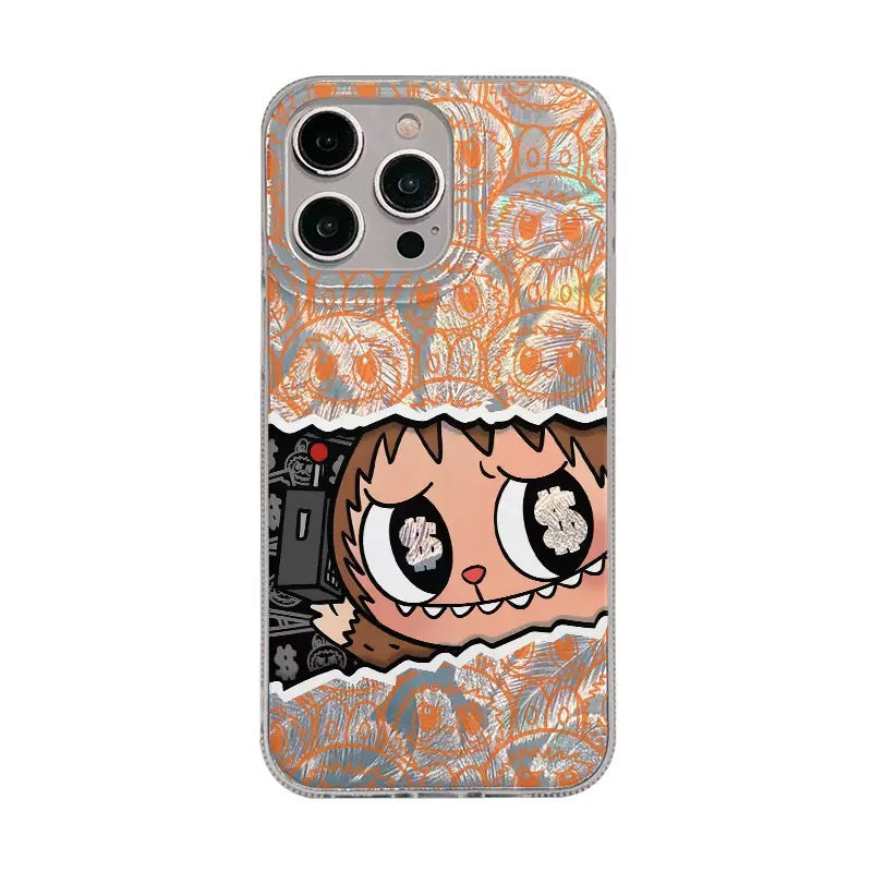 Cartoon 3d Cute Party Labubu Phone Case Suitable For Iphone 16 15 14 13 12 11 Series Matte Shockproof Silicone Phone Case Y250512