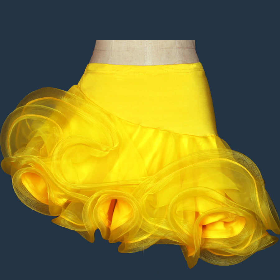 Women Latin Dance Skirt Yellow-Red-Black-Rose Cha Cha-Rumba-Samba-Ballroom Short Dance Skirts Dancewear Vestido Baile Latino