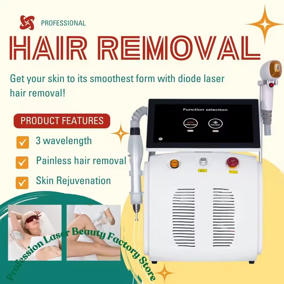 2 In 1 Diode Laser and Picosecond Laser 808 Diode Laser Hair Removal Tattoo Removal Machine Multifunctional Beauty Instrument