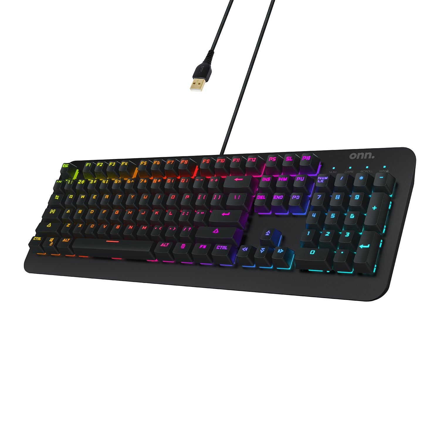 onn. Gaming Mechanical Keyboard with Blue Switches, Adjustable 16.8M LED Lighting (Software for Windows Only)