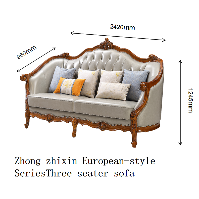 Zhong zhixin Luxury Series Solid wood and genuine leather large sofa crafted with care by Danish designers
