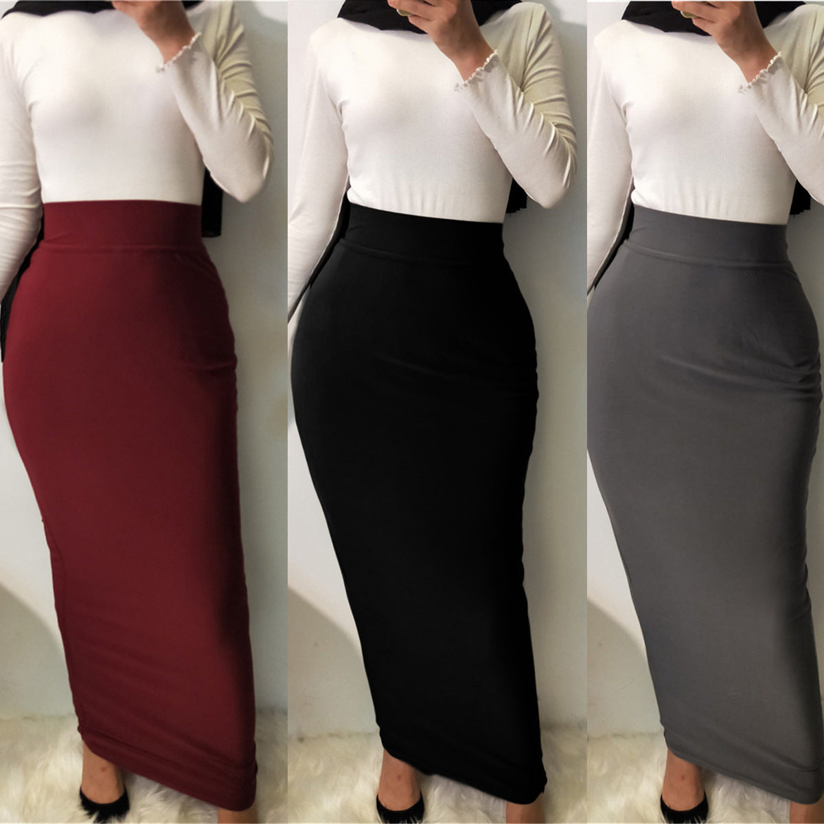 Turkey Arabic Muslim Cotton Pencil Skirt Women Empire Bodycon Long Skirts Dubai Arab Middle East Turkish Abaya Islamic Clothing