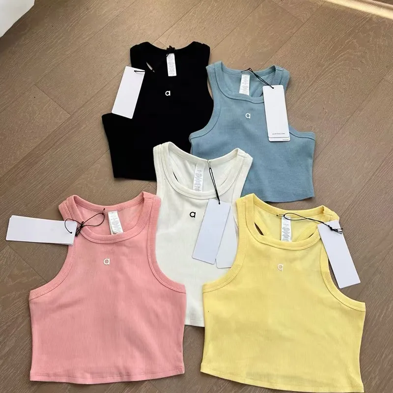 Free Shipping Designer Women&#039;s Tanks Camis Lowe Clothes Knits Designer Embroidery Knitted Vest Sleeveless Breathable Cropped Tops tight Pants G