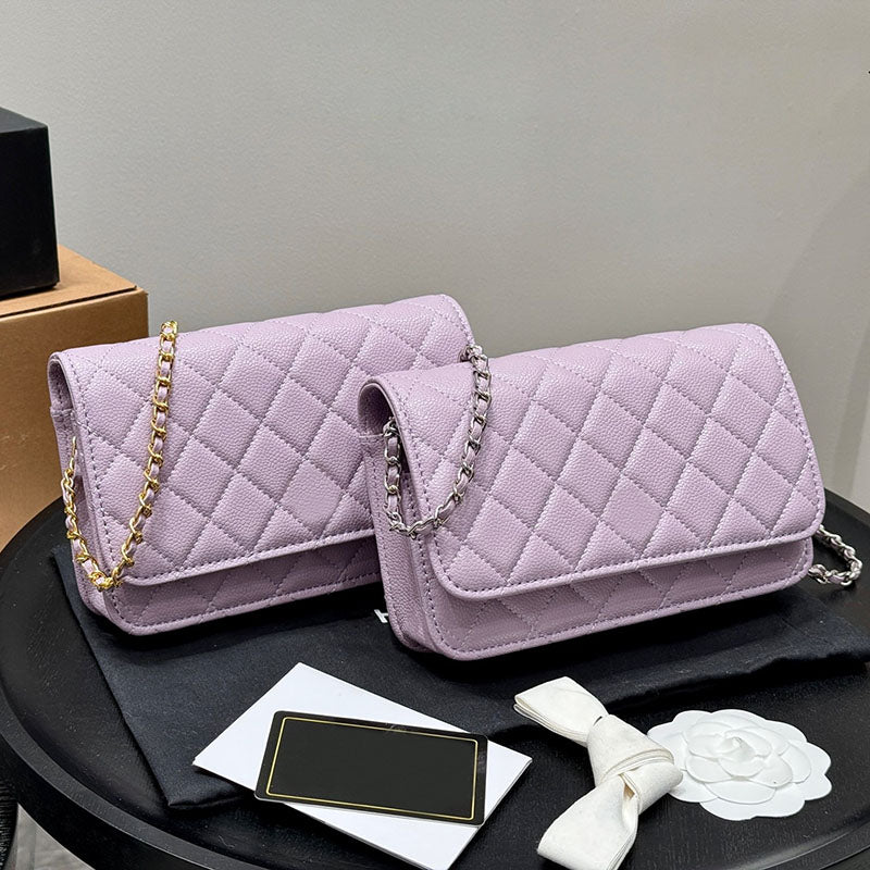 6 Colors Designer Women Mini Flap Bag Crossbody Card Holders Wallet Gold Silver Hardware Caviar Leather Quilted Diamond Luxury Shoulder Clutch Handb