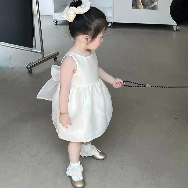 D54 Girls dress summer 2025 new baby stylish white super temperament princess dress children&#039;s dress