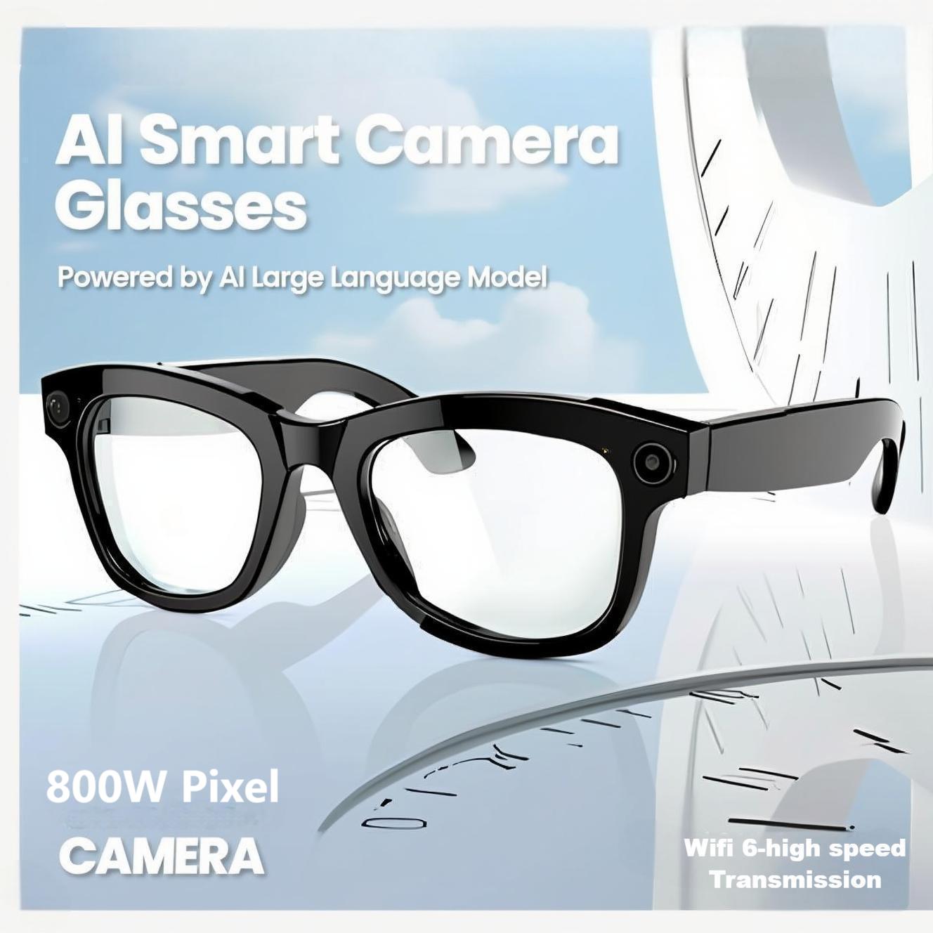 AI Glossy Smart Glasses Light-up Privacy Protection, 800W HD Camera, Bluetooth Calls, Photo-Video Recording, 32GB Storage, Object Recognition & Real